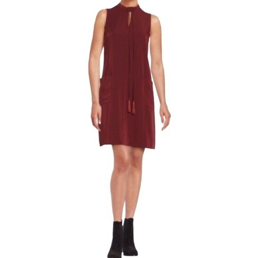 Anthropologie Erin Fetherston Burgundy Red Sleeveless Boho Shift Dress Womens 6
